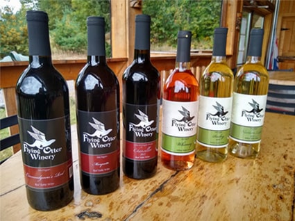 Image of various bottles of Flying Otter wine.